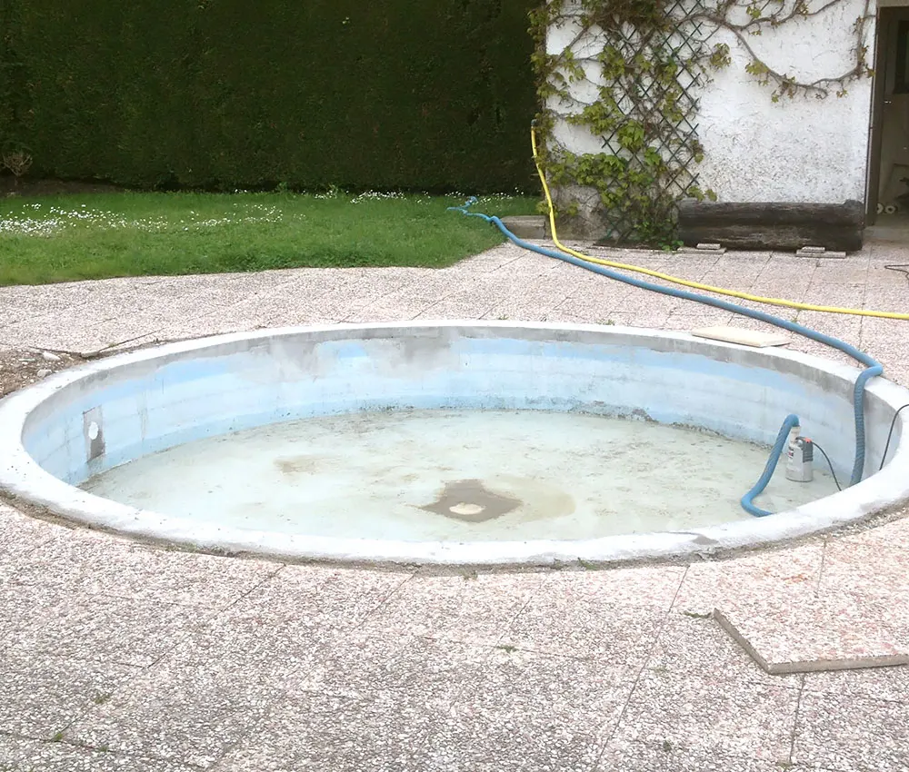 Rénovation piscine ronde avant